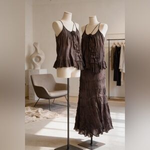 Flowy Tiered Maxi Skirt in Dark Grey